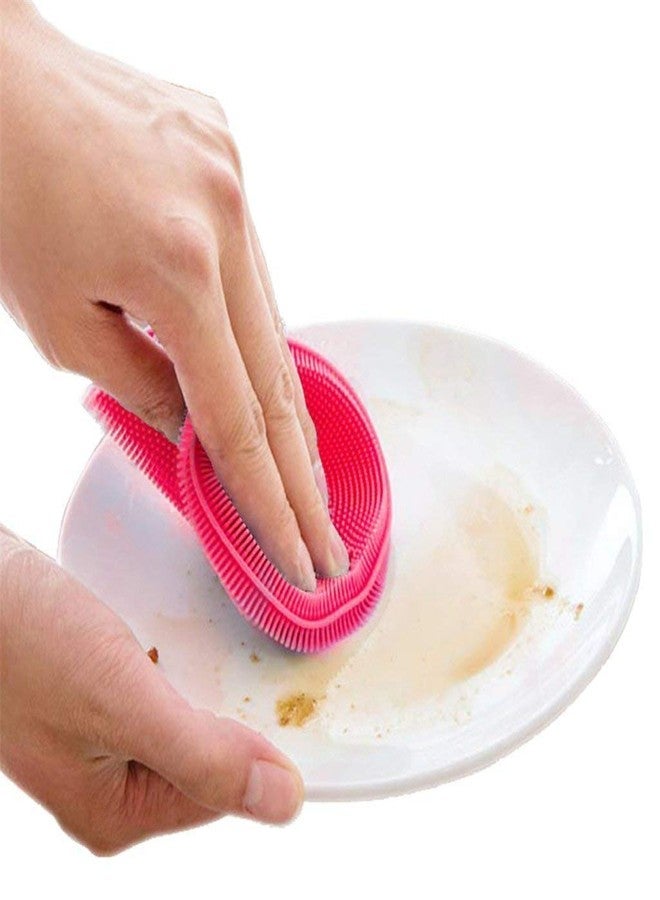 LANELLIE Cleaning Supplies Sponges Silicone Scrubber for Kitchen Non Stick Dishwashing & Baby Care Sponge Brush Household Health Tool (Multicolor, 2pcs) - Image 3